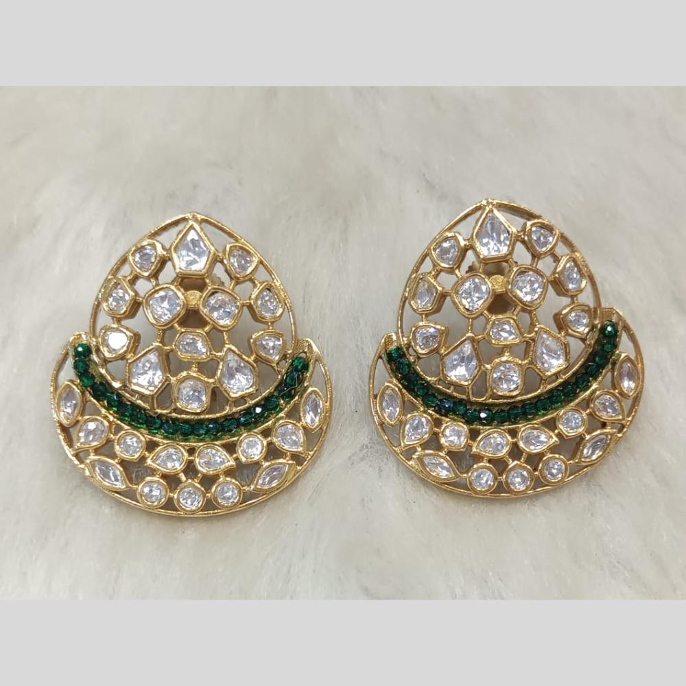 Tarangavi Gold Plated Polki Kundan Dangler Earrings