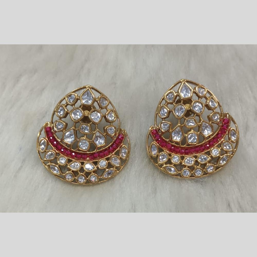Tarangavi Gold Plated Polki Kundan Dangler Earrings