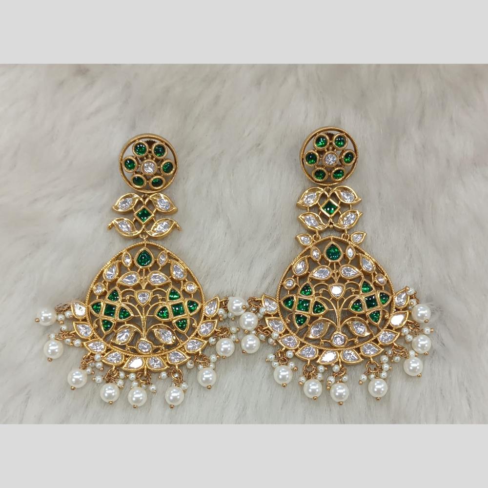 Tarangavi Gold Plated Polki Kundan Dangler Earrings