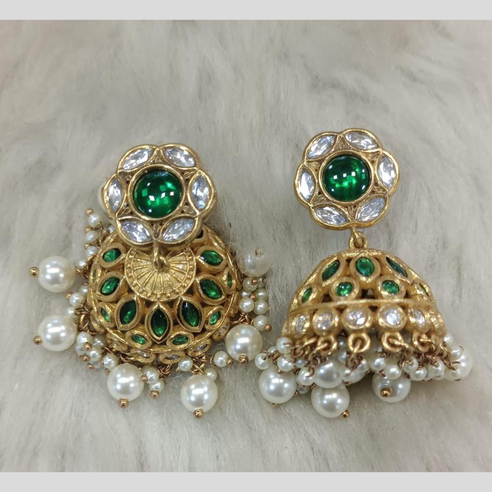 Tarangavi Gold Plated Polki Kundan Jhumki Earrings