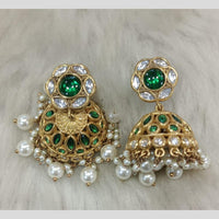 Tarangavi Gold Plated Polki Kundan Jhumki Earrings