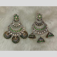 Tarangavi 2 Tone Plated Polki Kundan Jhumki Earrings
