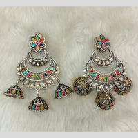 Tarangavi 2 Tone Plated Polki Kundan Jhumki Earrings
