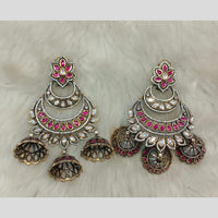 Tarangavi 2 Tone Plated Polki Kundan Jhumki Earrings