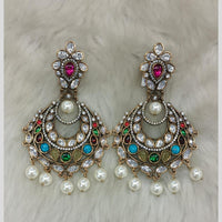 Tarangavi Gold Plated Polki Kundan Dangler Earrings