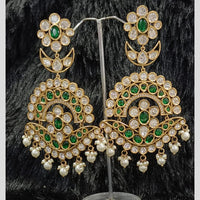 Tarangavi Gold Plated Polki Kundan Dangler Earrings