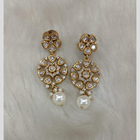 Tarangavi Gold Plated Polki Kundan Dangler Earrings
