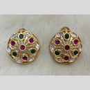 Tarangavi Gold Plated Polki Kundan Stud Earrings