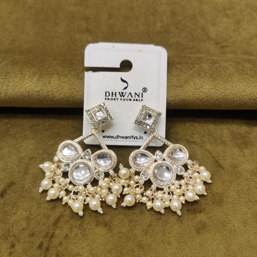 Dhwani Glamorous Austrian Stone And Kundan Beads Dangler Earrings
