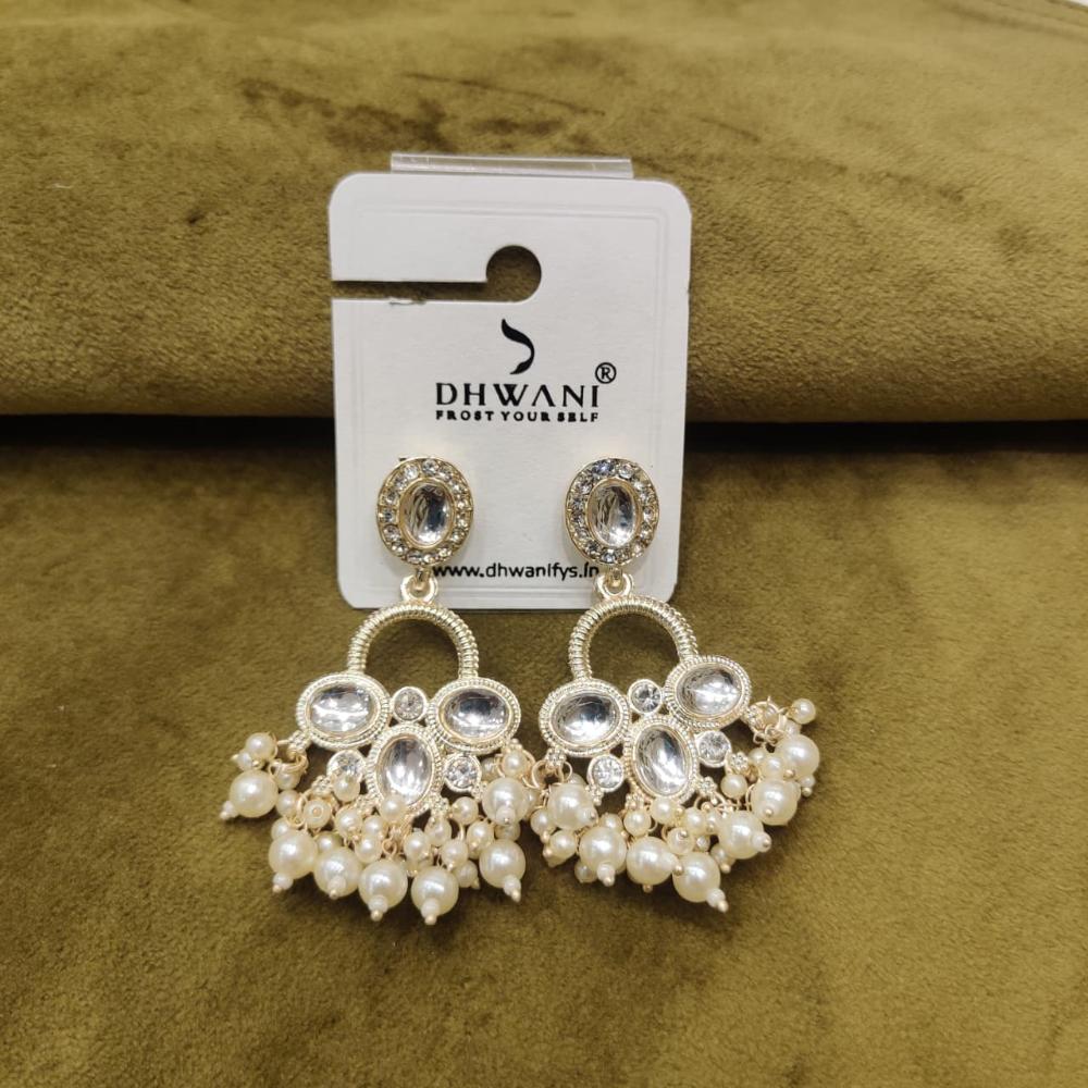 Dhwani Glamorous Austrian Stone And Kundan Beads Dangler Earrings