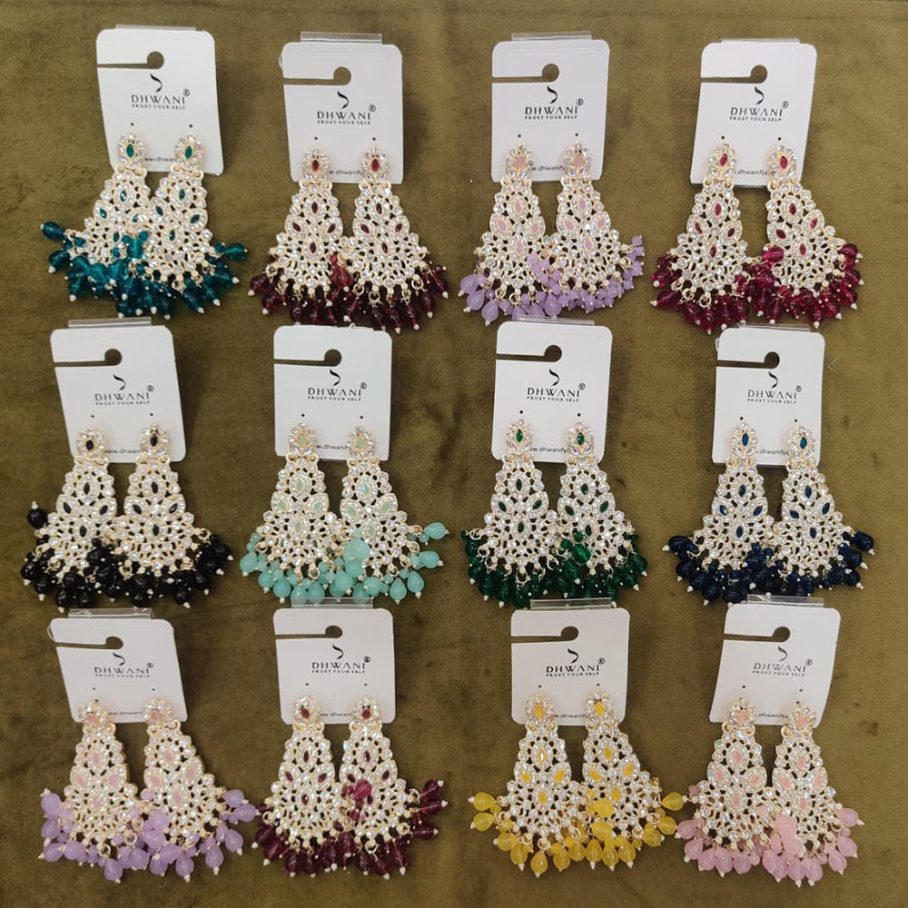 Dhwani Kundan And Austrian Stone Pearl Dangler Earrings