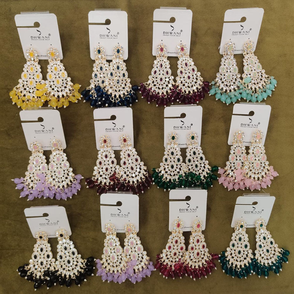 Dhwani Kundan And Austrian Stone Pearl Dangler Earrings