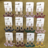 Dhwani Royal Kundan And Austrian Statement Pack of 12 Dangler Earrings