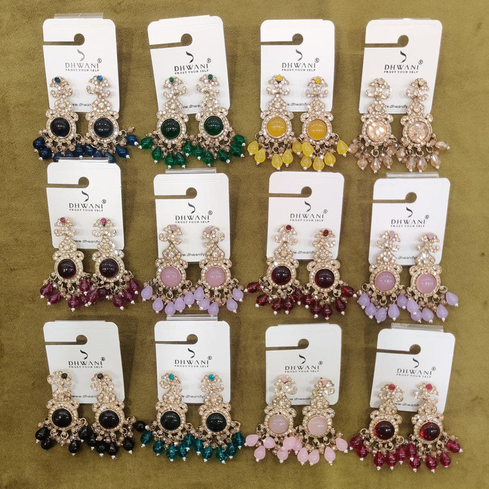 Dhwani Royal Kundan And Austrian Statement Pack of 12 Dangler Earrings