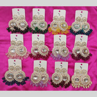 Dhwani Kundan Stone Beads Meenakari Dangler Earrings  (Assorted Color)