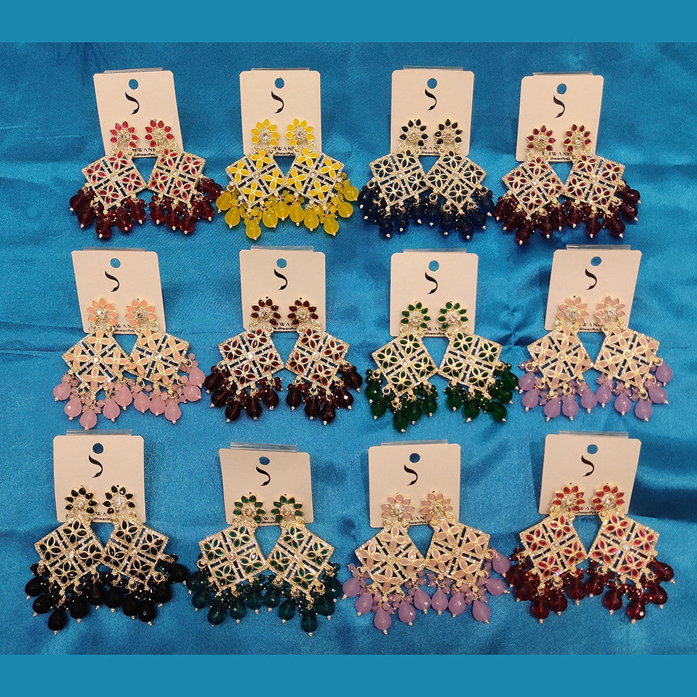 Dhwani Gold Plated Crystal Stone And Beads Dangler Earrings