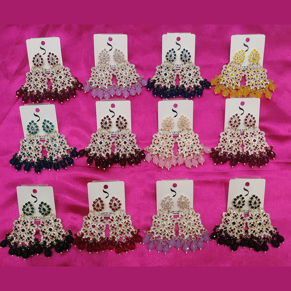 Dhwani Gold Plated Crystal Stone And Beads Dangler Earrings