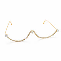 EtnicoFashion Gold Plated American Diamond Facelet Rimless Chainless Lensless Glasses Eyewear Statement Party Accessory for Women & Girls (F002)