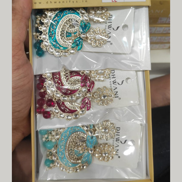 Dhwani Gold Plated Kundan Dangler  Earrings (Assorted Color)