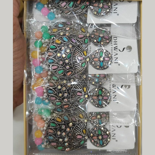 Dhwani Oxidised Plated Crystal Stone Dangler Earrings (Assorted Color)