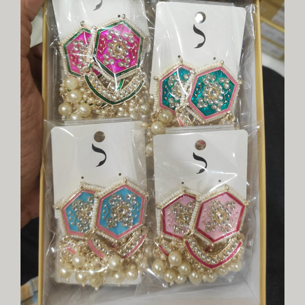 Dhwani Gold Plated Kundan And Meenakari Dangler Earrings (Assorted Color)