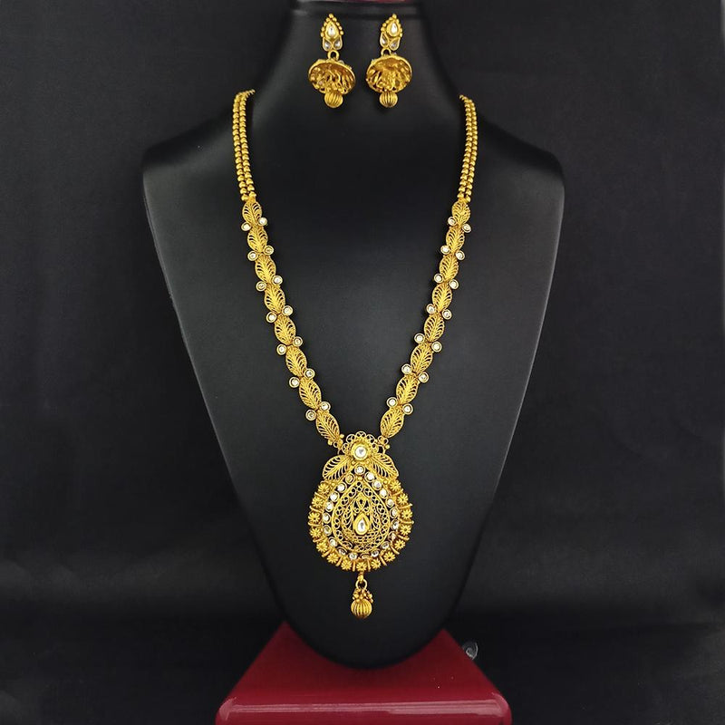 Darshana Jewels Gold Plated White Kundan Necklace Set  - FAP0001A