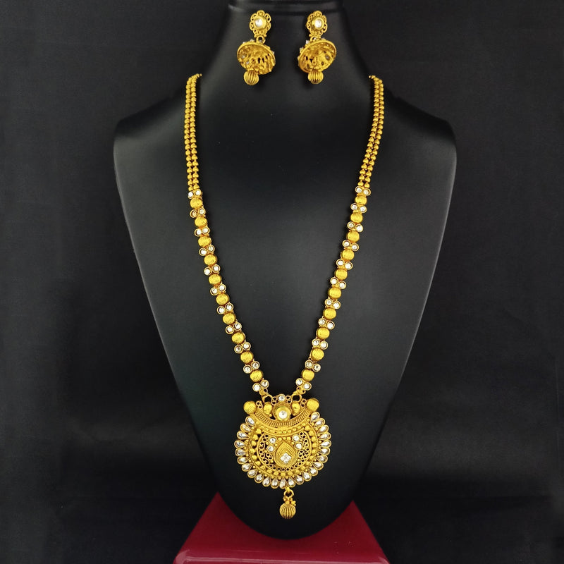 Darshana Jewels Gold Plated White Kundan Necklace Set  - FAP0002A