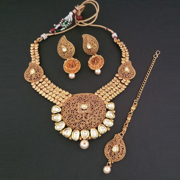 Darshana Jewels AD Stone Choker Copper Necklace Set With Maang Tikka - FAP0138B