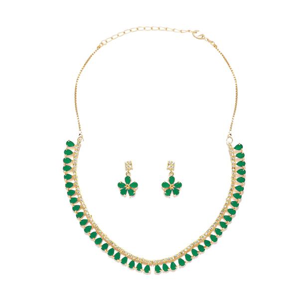 Darshana Jewels Green AD Stone Gold Plated Necklace Set - FAP0158F