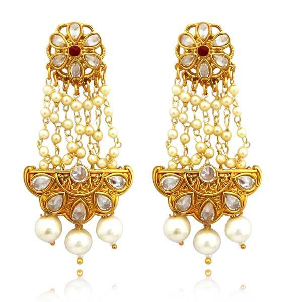 Darshana Jewels AD Stone Copper Dangler Earrings - FAP0165