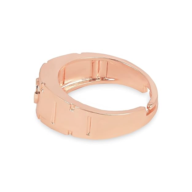 Etnico Stylish Rose Gold Plated Cubic Zirconia American Diamond Adjustable Finger Ring For Men & Boys (FL234RG)