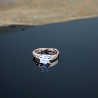 Etnico Rose Gold Plated Special Elegant Classy CZ Crystal Adjustable Designer Finger Ring for Women and Girls (Style 6)