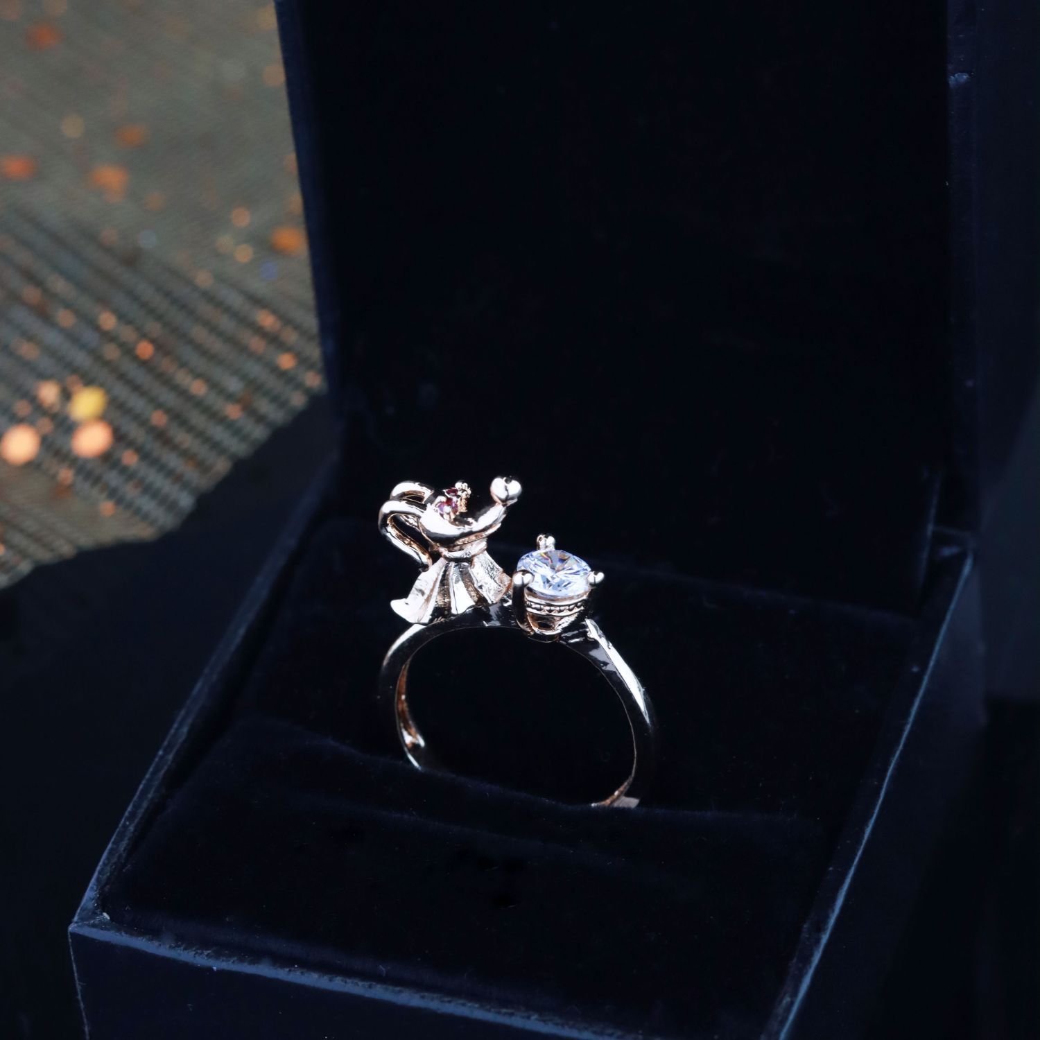 Etnico Rose Gold Plated Special Elegant Classy CZ Crystal Adjustable Designer Finger Ring for Women and Girls (Style 7)