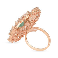 Etnico Rose Gold Plated Special Stylish Latest Fashionable Design Floral CZ American Diamond Adjustable Finger Rings For Women & Girls (FL241) (Mint)