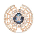 Etnico Rose Gold Plated Pink CZ American Diamond Round Princess Cut Adjustable Finger Rings For Women (Blue)