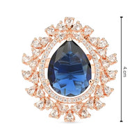 Etnico Rose Gold Plated Valentines Special Classic Teardrop Pear Shaped CZ American Diamonds Adjustable Comfort Fit Big Band Finger Rings For Women & Girls (FL244Bl)