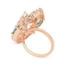 Etnico Rose Gold Plated Special Dazzling Cubic Zirconia Party Bling Statement Adjustable Brass Finger Ring For Women Girls (FL245G)