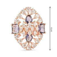 Etnico Special Stylish Latest American Diamond Cubic Zirconia Statement Adjustable Brass Finger Ring For Women/Girls (FL245) (Purple)