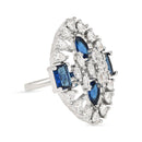 Etnico Valentines Special Stylish Latest American Diamond Cubic Zirconia Statement Adjustable Brass Finger Ring For Women/Girls (FL245) (Blue)