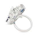 Etnico Valentines Special Stylish Latest American Diamond Cubic Zirconia Statement Adjustable Brass Finger Ring For Women/Girls (FL245) (Blue)