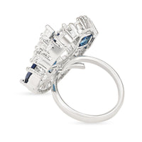 Etnico Valentines Special Stylish Latest American Diamond Cubic Zirconia Statement Adjustable Brass Finger Ring For Women/Girls (FL245) (Blue)