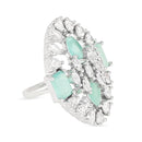 Etnico Special Stylish Latest American Diamond Cubic Zirconia Statement Adjustable Brass Finger Ring For Women/Girls (FL245) (Mint)