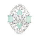 Etnico Special Stylish Latest American Diamond Cubic Zirconia Statement Adjustable Brass Finger Ring For Women/Girls (FL245) (Mint)