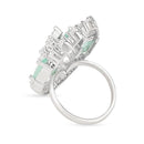 Etnico Special Stylish Latest American Diamond Cubic Zirconia Statement Adjustable Brass Finger Ring For Women/Girls (FL245) (Mint)