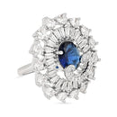 Etnico Womens Special Silver Plated CZ American Diamond Stylish Floral Shape Dazzling Adjustable Brass Finger Ring (Blue)