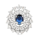 Etnico Womens Special Silver Plated CZ American Diamond Stylish Floral Shape Dazzling Adjustable Brass Finger Ring (Blue)