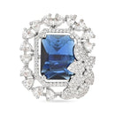 Etnico Special Silver Plated Stylish Latest Fashionable Square Shape Design Adjustable Finger Ring for Women and Girls (FL248ZBl)