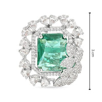 Etnico Silver Plated Valentines Special Stylish Latest Fashion Square Shape CZ American Diamond Adjustable Finger Ring for Women and Girls