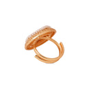 Etnico Gold Plated Traditional Floral Design Comfort Fit Finger Ring For Women (Pearl)