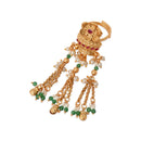 Etnico Rajwadi Plated Brass Adjustable Finger Ring with Pearl Beads & Latkan Chain for Women (Style 5)